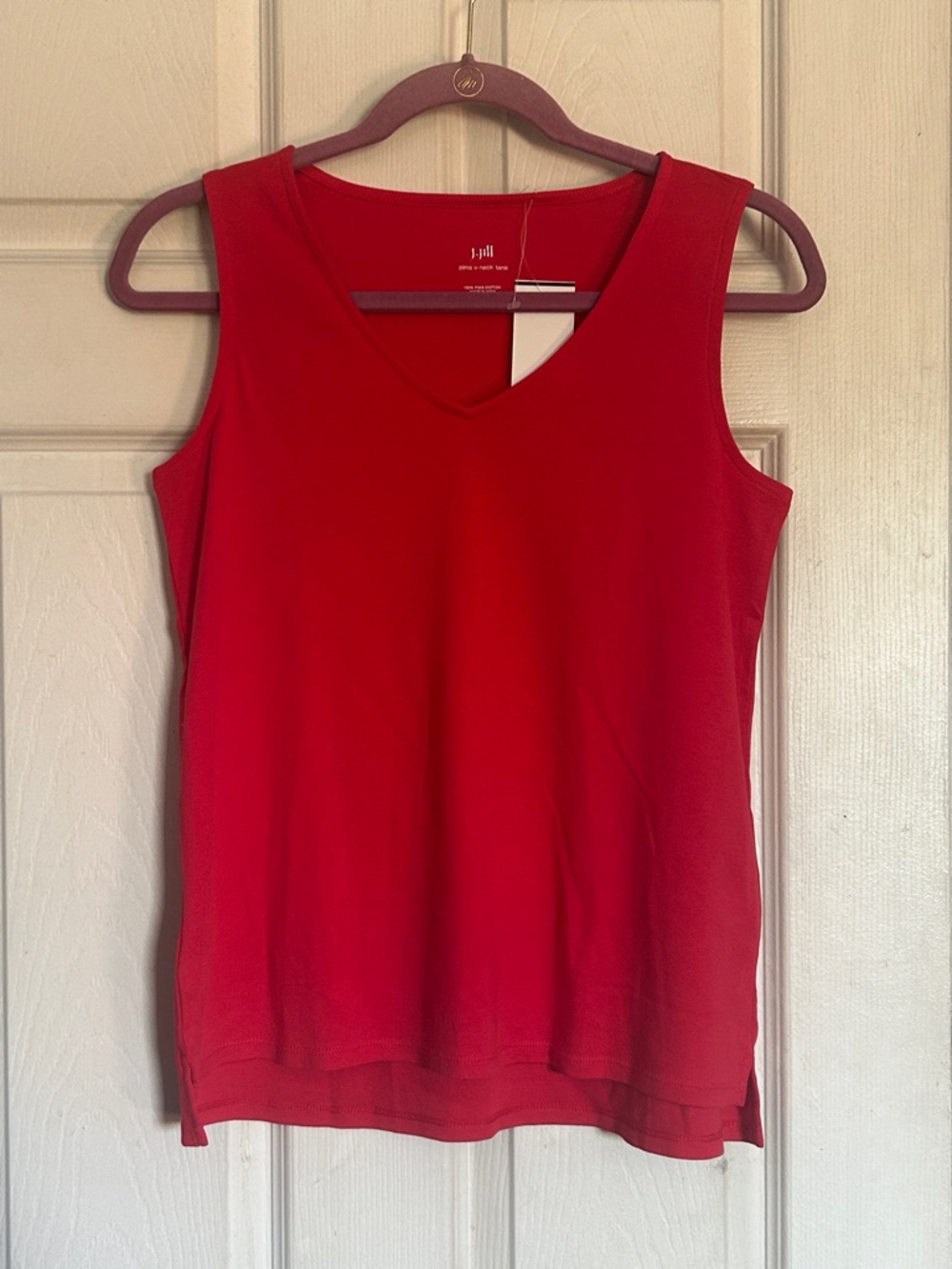 J. Jill red Pima v neck tank top size XS petite